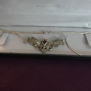 Sterling Sliver Necklace With Garnet Stone